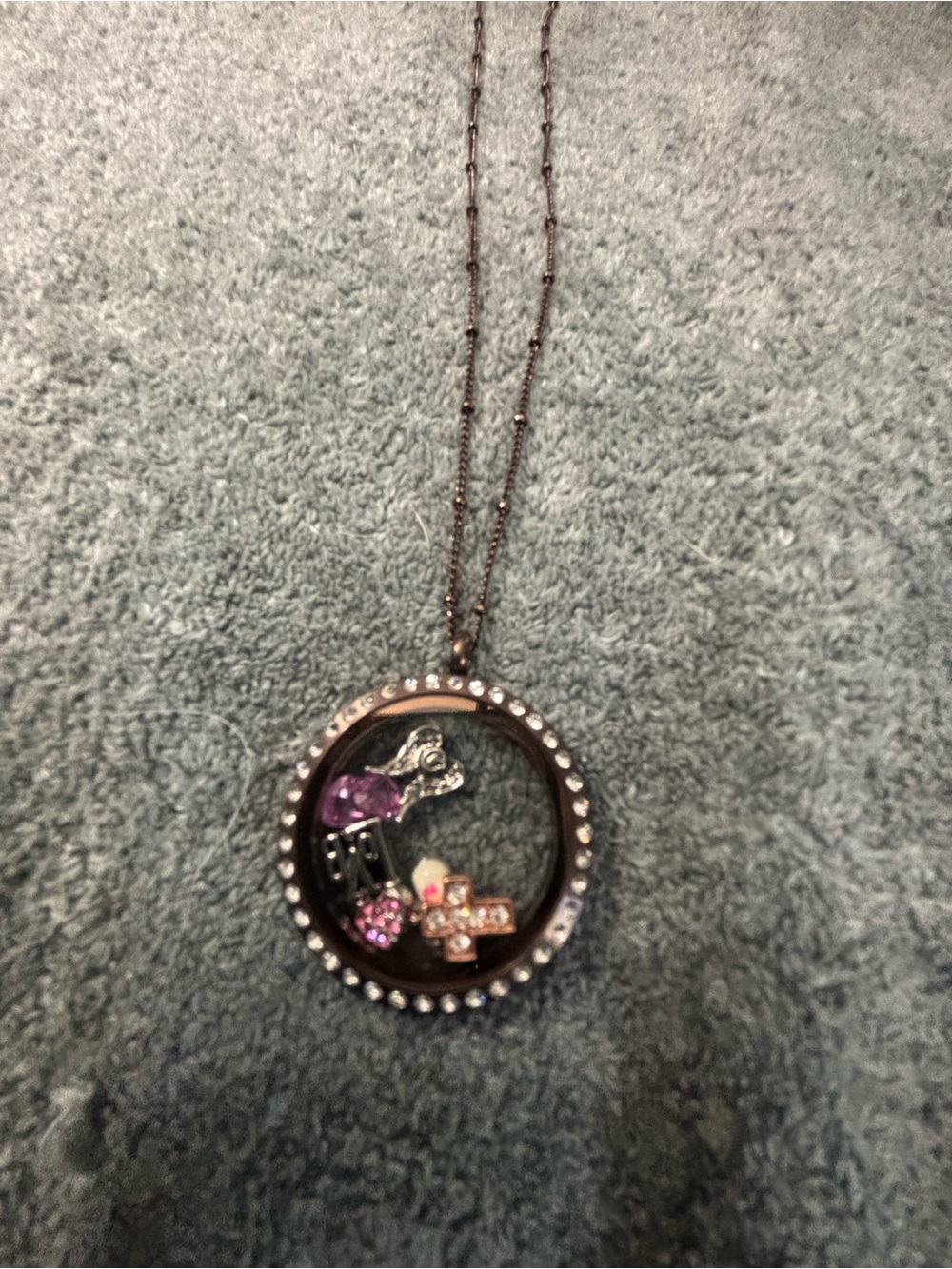 Origami Owl Chocolate  Living Locket Necklace with Charms